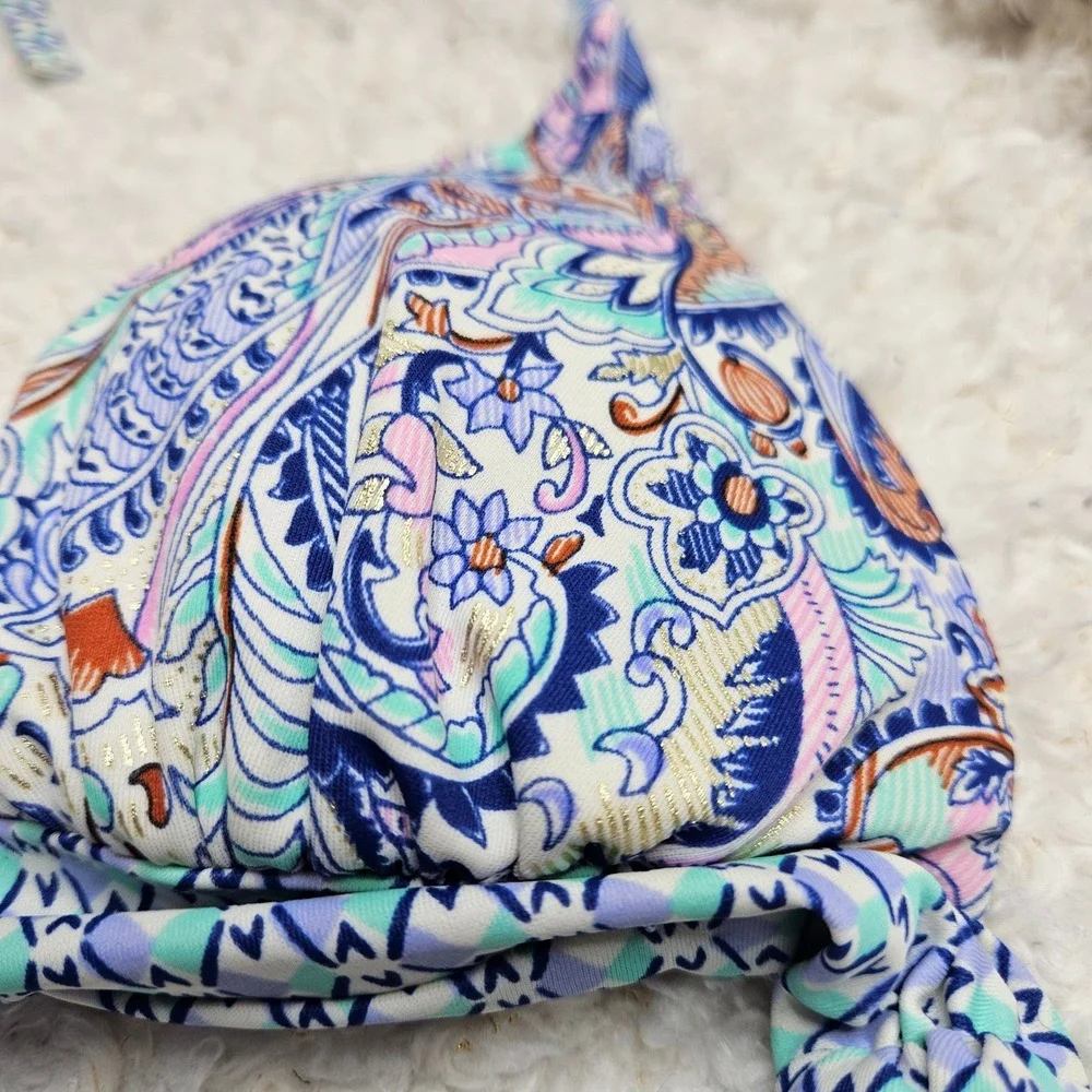 Victoria's Secret The Plunge Halter‎ Paisley Pattern Bikini Top sz S